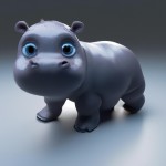 Pixar style 3D render of a baby hippo, 4k, high resolution, trending in artstation
