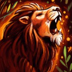 شیر جنگل در حال غررش . 8k, نورپردازی رومانتیک, با کیفیت, با طرح مسحور کننده , رنگ های زنده