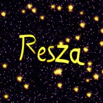write "Reza" in cosmos with stars