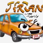 یک اتومبیل ایرانی از نمای کناری در سبک کاریکاتور