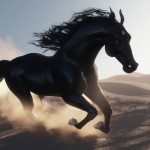یک اسب زیبا در حال دویدن در یک بیابان