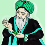 ابوالقاسم فردوسی و شاهنامه در دستش