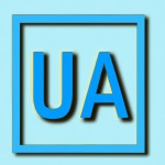 کلمه UA داخل یک مربع باشد و پس زمینه رنگ مایل به بوده