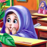 یک دختر کلاس اولی در کلاس درس با حجاب ایرانی کلاس درس زیبا و پر از دانش آموز