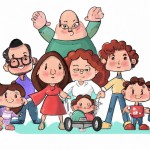 یک خانواده دارای 5 فرزند شاد بکش