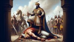 پادشاه ایران کوروش کبیر که پایش روی  بدن یکی از اساطیر اسکاندیناوی به نام ثور است