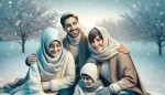 خانواده ایرانی، با حجاب، آرامش در زمستان