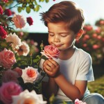 پسری که گل رز بو میکند