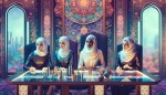 چهار خانم اندیشمند عضو هییت مدیره تعاونی مسکن ، خانمها  با پوشش حجاب ایرانی . خانمها بالاتر از ۵۰ سال سن دارند ولی جوانتر به نظر می ایند . دو نفر لاغر اندام و سبزه روو دو نفر سفید و تپل هستند و اهل تفکر و دقت مالی بالا هستند . فانتزی طراحی کن
