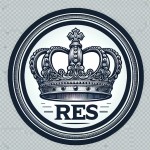 طراحی یک لوگوی گرد به شکل تاج پادشاهی،REZSدر پایین لوگو نوشته شده،وکتور،بدون پس زمینه