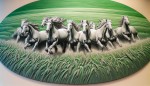 اسب نفس زنان در حال عبور از مزرعه آنش گرفته