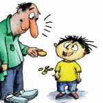 ِمردی در حال پول دادن به پچه ای فقیر