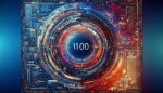 من یک کاغذ دیواری خیلی زیبا با پس زمینه برنامه نویسی میخوام که وسط آن متن "FOAD 110"دقیق و واضح و زیبا نوشته شده باشد