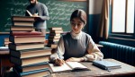 تصویری واقعی از یک دختر ایرانی بساز که در کلاس انگلیسی حضور دارد