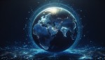 real 3d earth can see iran location networking connection background blue navy color