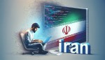 عکس یک برنامه نویس میخوام که پشت میز روی صندلی نشسته و در حال کار با لپتاپ است و در جلوی آن علاوه بر لپتاپ یک مانتور نسبتا بزرگ هم هست که کد های برنامه آن نوشته شده است . در کنار عکس متن IRAN سه بعدی و زیبا نوشته شده باشد
