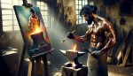 blacksmith man painting