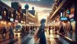 زن باحجاب در خیابان تهران