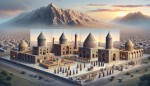 تصویر کامل نقش رستم حاجی آباد مرودشت رو با جزئیات هر چهار نقش تاریخی و چهارمقبره و با کمک منابع کافی تاریخی با کیفیت خیلی بالا بازسازی کن