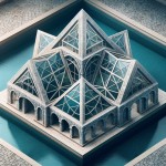 گلخانه هرمی شکل مثلثی زیبا  سنگی مدرن در در وسط استخر سبک رومی با ستون