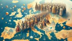 Illustration of Russians taking over Eastern Europe and Stalin's policy of creating satellite countries.