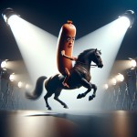 یک سوسیس درحال اسب سواری