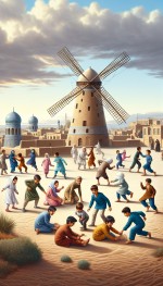 بازی کودکان در کنار بادگیر چپقی سیرجان