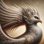 پرتره ای حماسی از سیمرغ رو طراحی کن که  روی بدنش طرح های ایرانی باشد