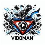 یک لوگو ابرقهرمانی برای اسم vidoman بساز این برند در حوزه ویدیو مارکتینگ و تبلیغات کار می کنه