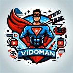 یک لوگو ابرقهرمانی برای اسم vidoman بساز این برند در حوزه ویدیو مارکتینگ و تبلیغات کار می کنه