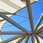 Social canopy inspired by traditional geometry with aluminum material