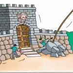 درباره شکسته شدن درب قلعه خیبر در واقعه خیبر تصویری کارتونی بکش