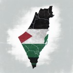 تصویر نقشه کشور فلسطین با بک گراند پرچم این کشور