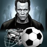 Arnold in terminator and football