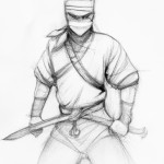 یک نینجای واقعی را برام طراحی کن که شمشیر داشته باشه
