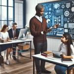 تحول دیجیتال در یک دبیرستان . معلم و دانش اموز و کارکنان