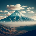 بر اساس این شعر یه تصویر ایجاد کن: بر فراز بام ایران، دلیر و استوار
سر به آسمان ساییده، دماوند کُهسار
ای کوه بلند قامت، ای شکوه بی‌زوال
در حضور تو، می‌بالم به عظمت ایران زادگاه
