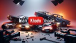 یک چنل بنر یوتیوب بساز که در آن ماشین های ایرانی تصادف کرده اند و اسم (iran khodro ) روی تصویر باشد