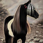یک تصویر درست کن از یک اسب ایرانی که شاخ دارد