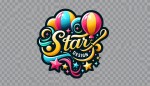 لوگو بادکنک و ستاره برای مغازه دیزاین مراسمات با نوشته star design به صورت png