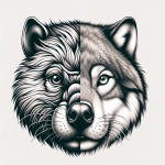 ترکیب چهره عکس ببر با گرگ برای تتو