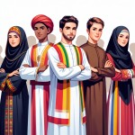 جوانان ایرانی ایستاده در کنار هم از اقوام مختلف بختیاری فارس عرب زبان با چادر و بی چادر