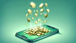 عکس که شامل بیرون ریختن سکه ها از یک گوشی موبایل باشه
 بیشتر از رنگ سبز استفاده کن