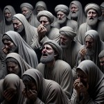 شاعران ایرانی سبک وقوع یعنی محتشم و مسعود سعد سلمان و بافقی و چهار شاعر ایرانی دیگر درحال ناراحتی و گریه
