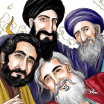 سلفی سه شاعر ایرانی قرن ۷ و ۸ یعنی سعدی و 
 حافظ و مولانا با لبخند و لباس‌های قدیمی زمان خودشان