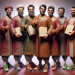 شاعران ایرانی، خاقانی‌،انوری،مسعود سعد سلمان، فردوسی، حافظ،سعدی،مولانا،صائب که هرکدام با یک دستشان دیوان شعرشان را دارند و با دست دیگر لایک نشان می‌دهند. دقیقا روبروی ما ایستاده اند لبخند زده اند کفش ورزشی و لباس‌های مردانه اسپرت با طرح ایرانی سنتی پوشیده اند