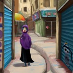 یک دختر چادری و با حجاب، تمام قد از روبه رو در خیابان های ایران