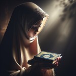 عکس یک دختر چادری که قرآن در دست دارد