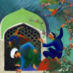 نقاشی اذر و اسمعلی که دارند از دست زهرا فرار میکنند