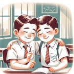 دو پسر جوان ایرانی با همدیگه دوست هستنذ و همیدگه رو در مدرسه در آغوش گرفتند